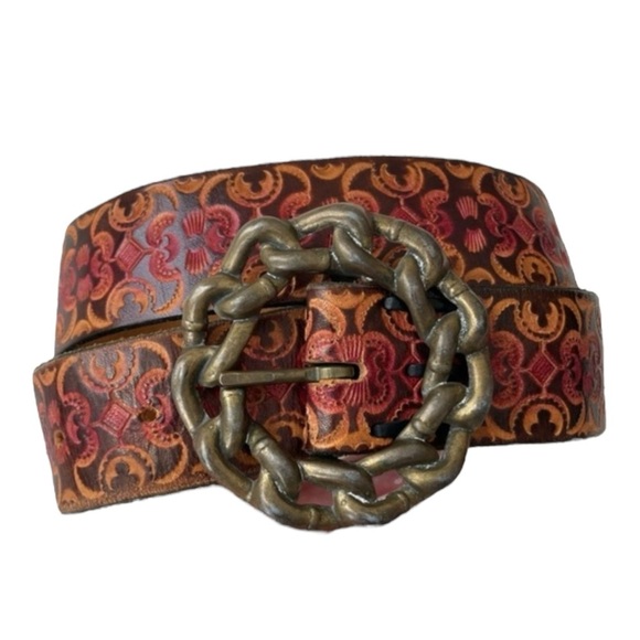 FOX & FLUEVOG 1970s Handmade Leather Belt with Brass Buckle - Picture 1 of 12